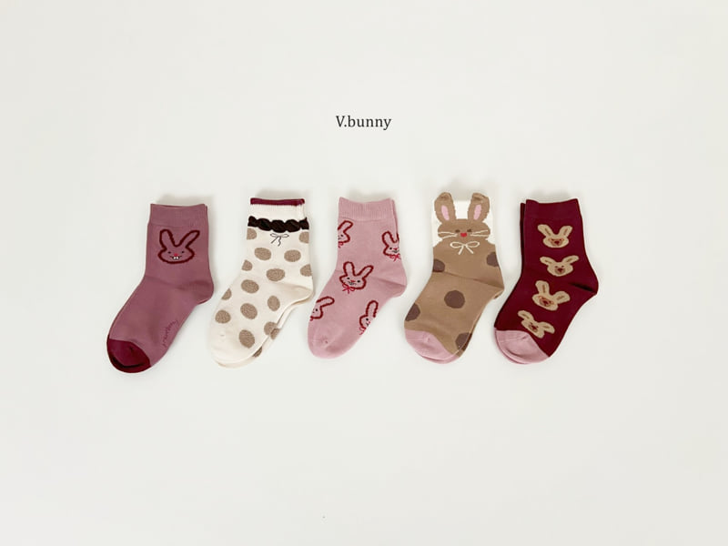 V Bunny - Korean Children Fashion - #prettylittlegirls - Bunny Ribbon Socks Set