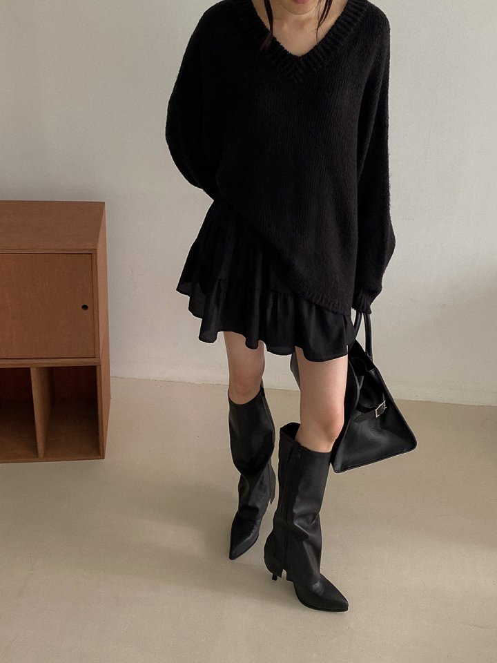 Vade - Korean Women Fashion - #momslook - Long Zipper Stiletto Gaboushi Boots - 12