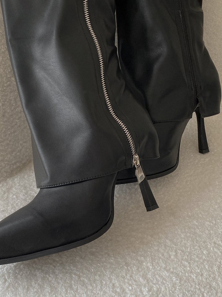Vade - Korean Women Fashion - #womensfashion - Long Zipper Stiletto Gaboushi Boots - 4