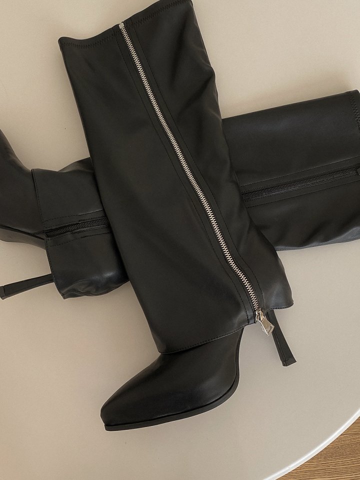 Vade - Korean Women Fashion - #momslook - Long Zipper Stiletto Gaboushi Boots - 6