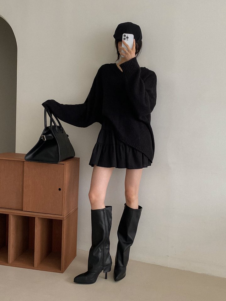 Vade - Korean Women Fashion - #momslook - Long Zipper Stiletto Gaboushi Boots - 8