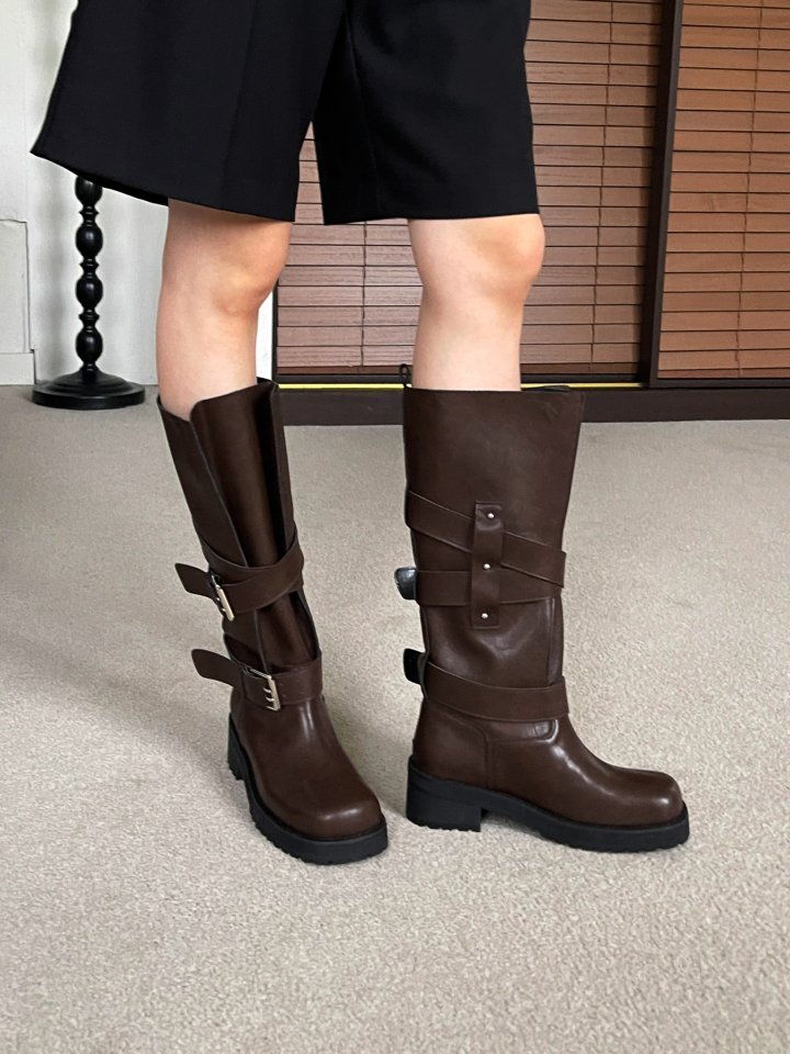 Vade - Korean Women Fashion - #momslook - FW Buckle Strap Biker Half Boots - 7