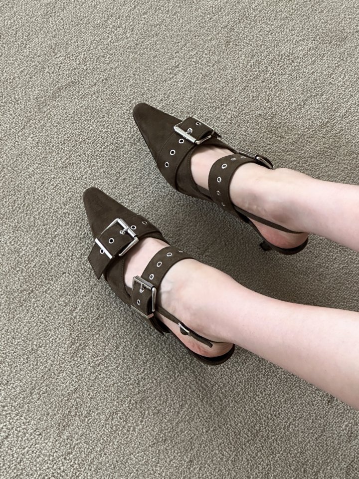Vade - Korean Women Fashion - #momslook - Stiletto Velcro Buckle Strap Slingbacks - 10
