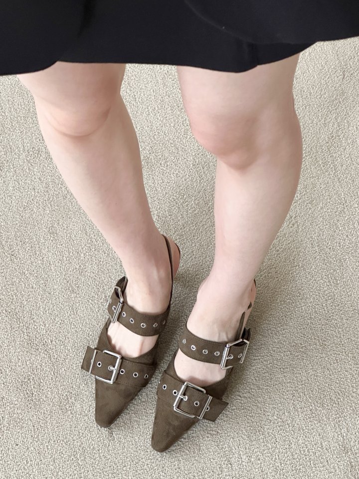 Vade - Korean Women Fashion - #momslook - Stiletto Velcro Buckle Strap Slingbacks - 11