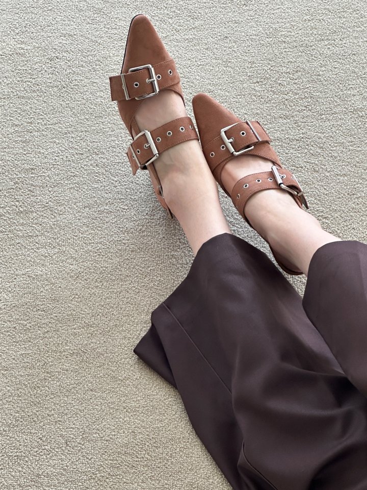 Vade - Korean Women Fashion - #momslook - Stiletto Velcro Buckle Strap Slingbacks - 12