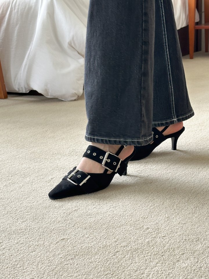 Vade - Korean Women Fashion - #momslook - Stiletto Velcro Buckle Strap Slingbacks - 8