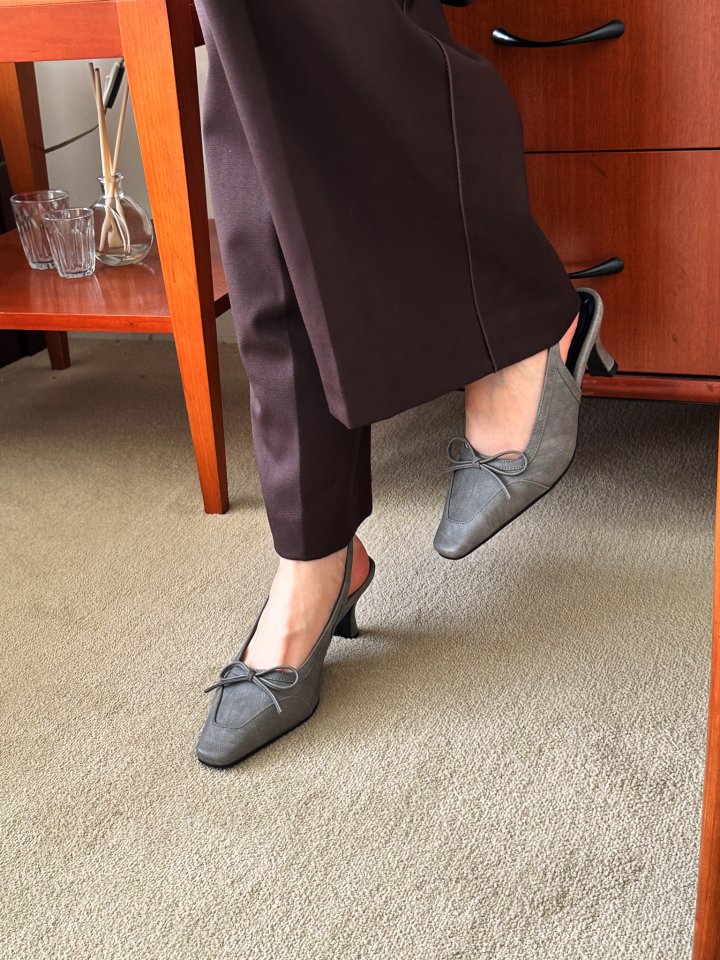 Vade - Korean Women Fashion - #momslook - Slim Ribbon Stiletto Mule Slingback Heels - 10
