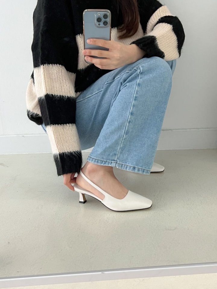 Vade - Korean Women Fashion - #momslook - Square Basic Slim Slingback Heels - 12