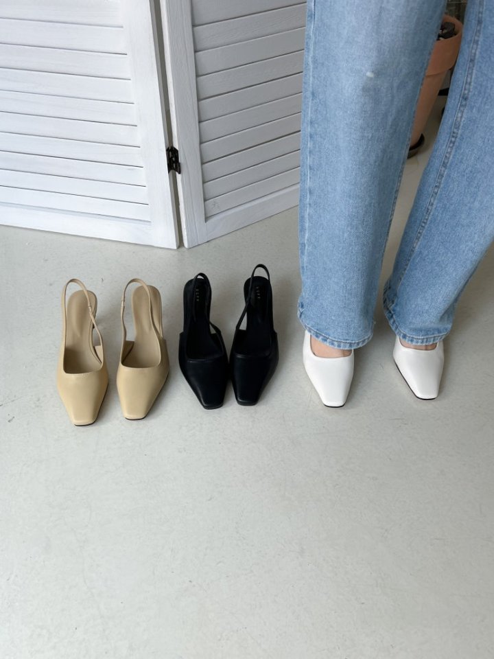 Vade - Korean Women Fashion - #momslook - Square Basic Slim Slingback Heels - 8