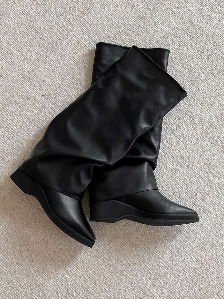 Vade - Korean Women Fashion - #momslook - Basic Pleated Half Boots