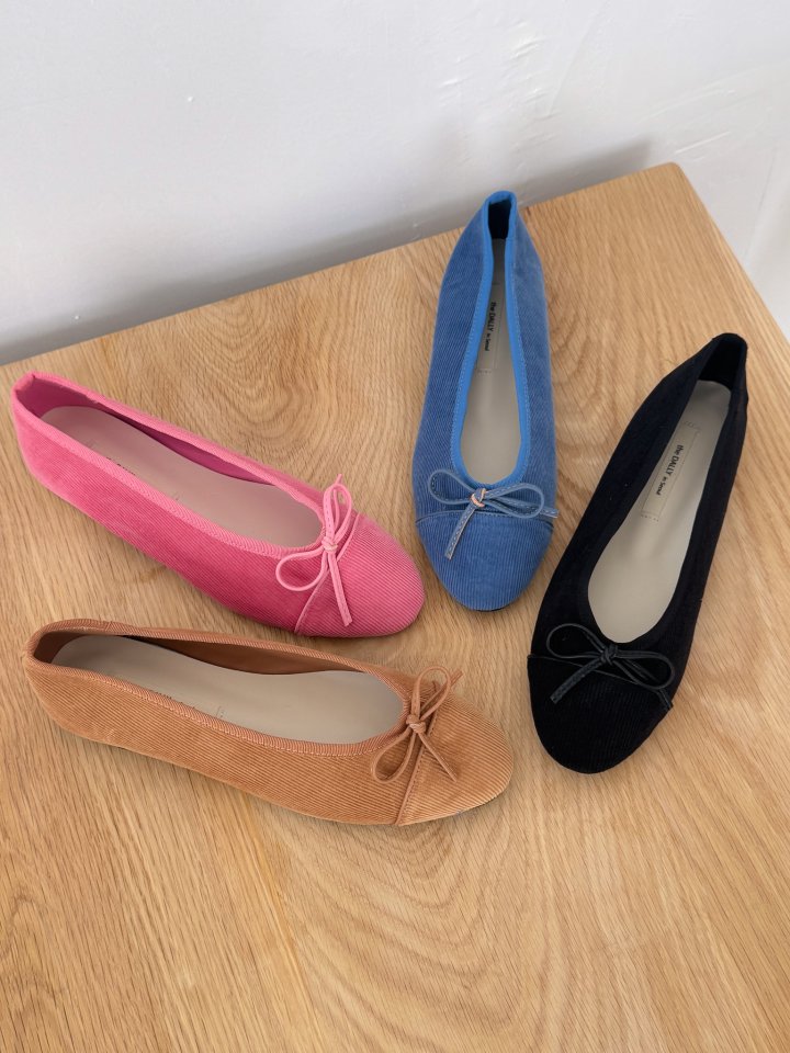Vade - Korean Women Fashion - #momslook - Ribbon Square Basic Flats