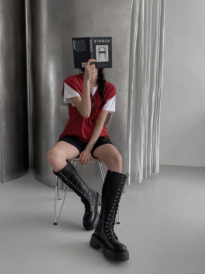 Vade - Korean Women Fashion - #momslook - Half Long Black Walkers - 6