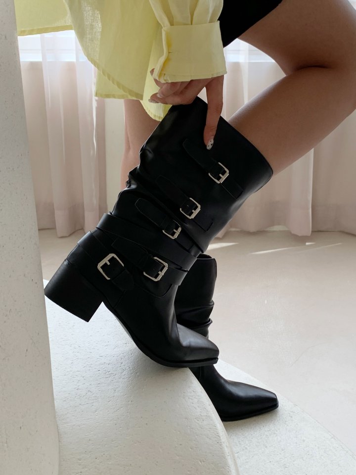 Vade - Korean Women Fashion - #momslook - Half Mid Ankle Stiletto Boots