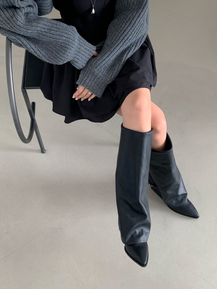 Vade - Korean Women Fashion - #womensfashion - Stiletto Strap Buckle Half Boots - 4