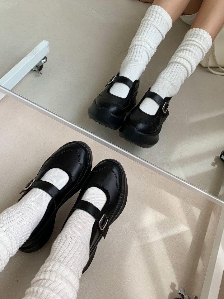 Vade - Korean Women Fashion - #momslook - Round Puffy Mary Jane Sneakers - 9