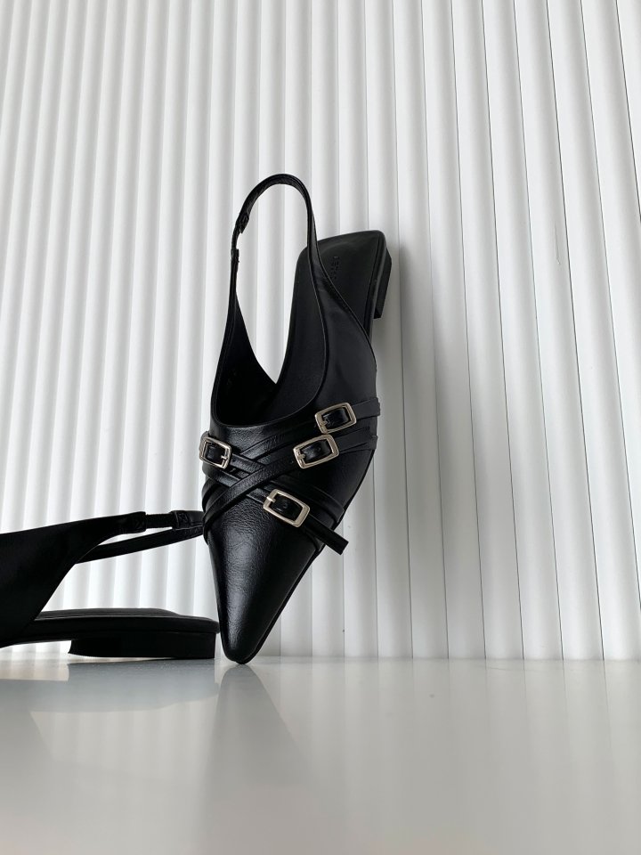 Vade - Korean Women Fashion - #momslook - Stiletto Buckle Strap Low Heel - 2