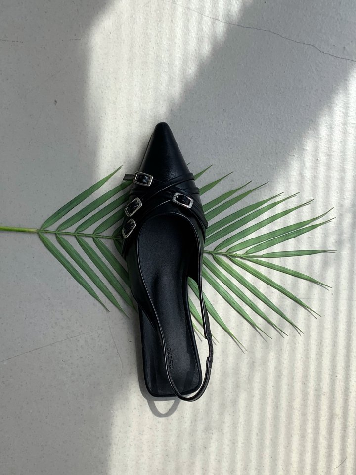 Vade - Korean Women Fashion - #momslook - Stiletto Buckle Strap Low Heel - 6