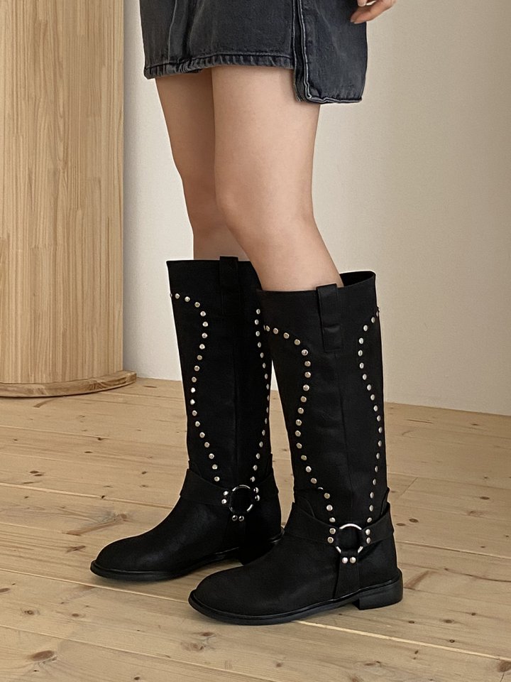 Vade - Korean Women Fashion - #womensfashion - Unique Pattern Suede Half Boots - 4