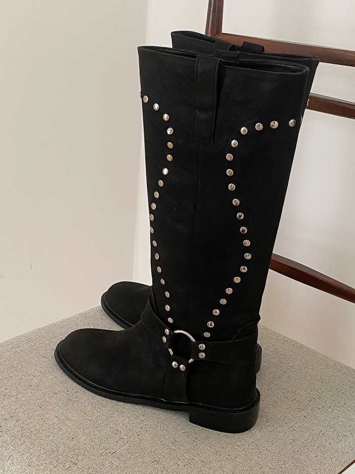 Vade - Korean Women Fashion - #momslook - Unique Pattern Suede Half Boots - 8