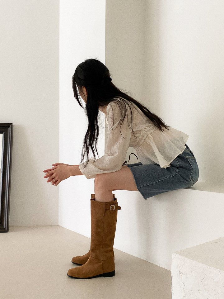 Vade - Korean Women Fashion - #momslook - Mid Half Zipper Boots - 7