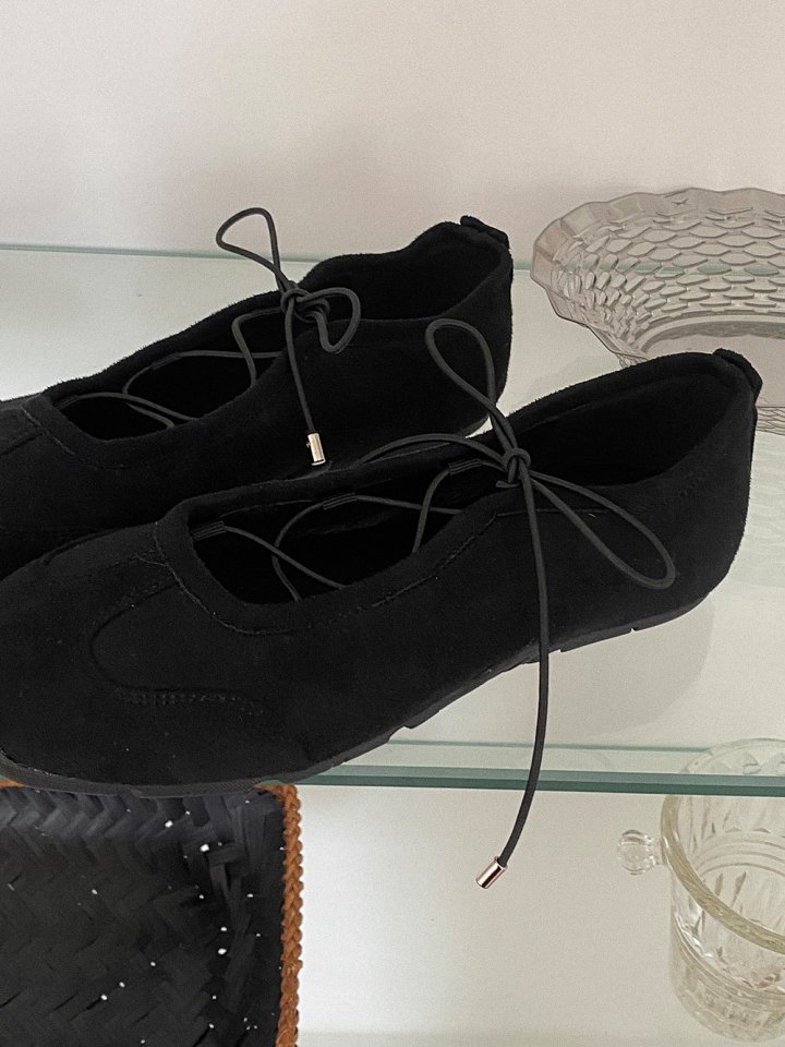 Vade - Korean Women Fashion - #momslook - Suede Ballet Core Flap Sneakers - 12