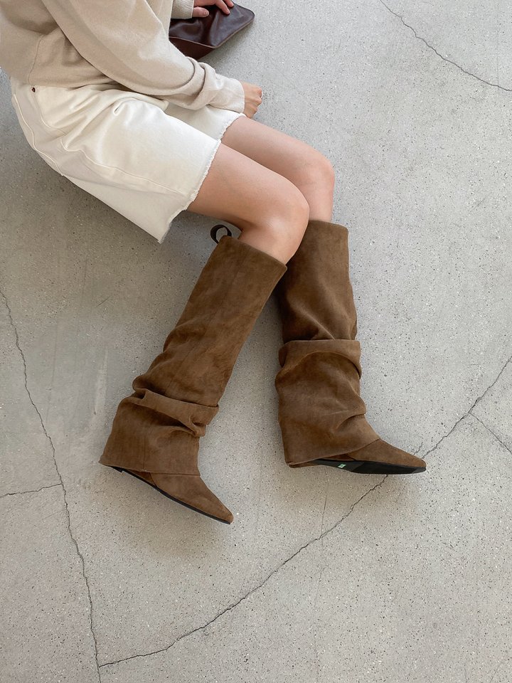 Vade - Korean Women Fashion - #momslook - Pleated Mid Half Boots - 10
