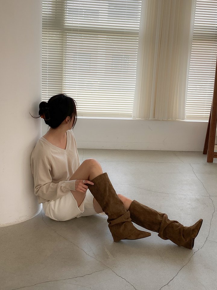 Vade - Korean Women Fashion - #momslook - Pleated Mid Half Boots - 8