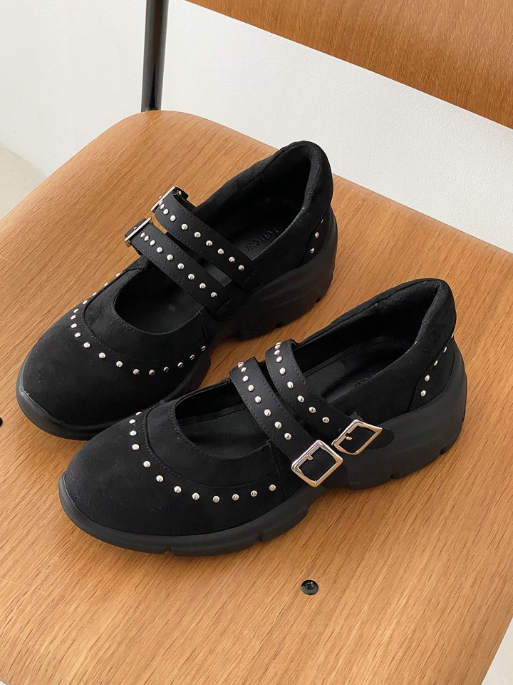 Vade - Korean Women Fashion - #momslook - Suede Point Buckle Flat Sneakers - 10