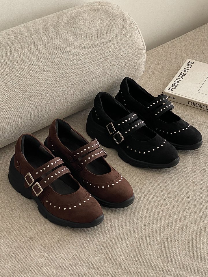 Vade - Korean Women Fashion - #momslook - Suede Point Buckle Flat Sneakers - 12