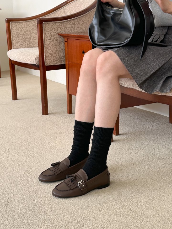 Vade - Korean Women Fashion - #womensfashion - Buckle Tassel Loafers - 4