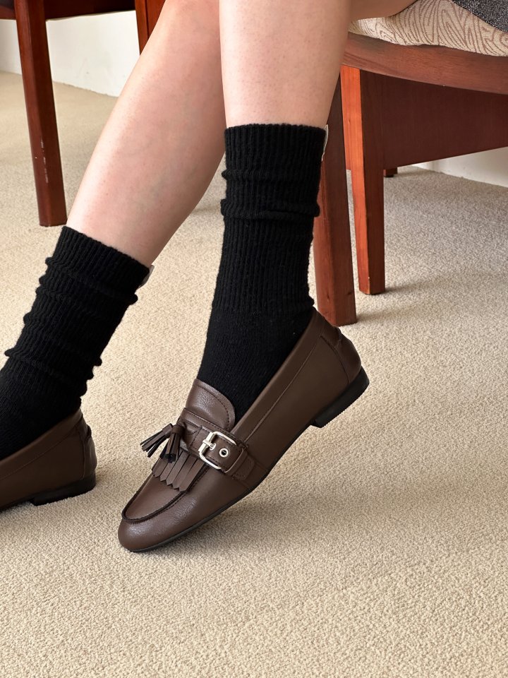 Vade - Korean Women Fashion - #momslook - Buckle Tassel Loafers - 6