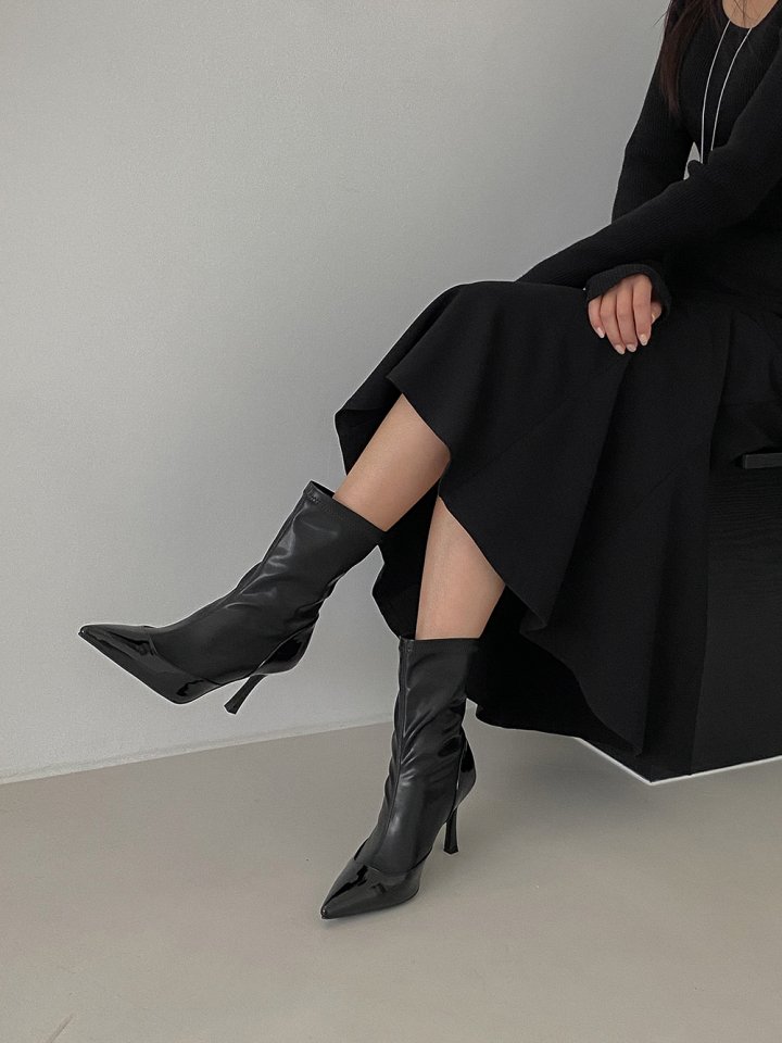 Vade - Korean Women Fashion - #momslook - Stiletto Stretch Ankle Heel Boots - 10
