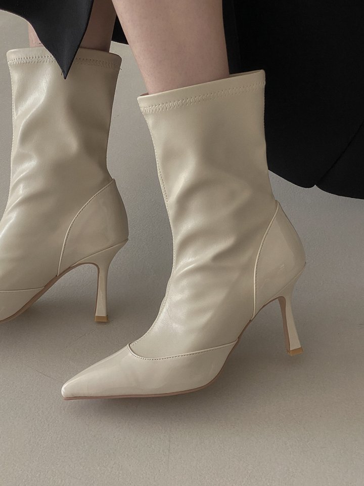 Vade - Korean Women Fashion - #momslook - Stiletto Stretch Ankle Heel Boots - 8