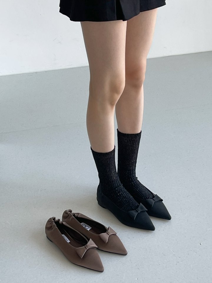 Vade - Korean Women Fashion - #momslook - Stiletto Ribbon Low Heel Flats - 12