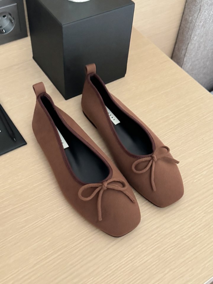 Vade - Korean Women Fashion - #momslook - Square Low Heel Ribbon Flats - 6