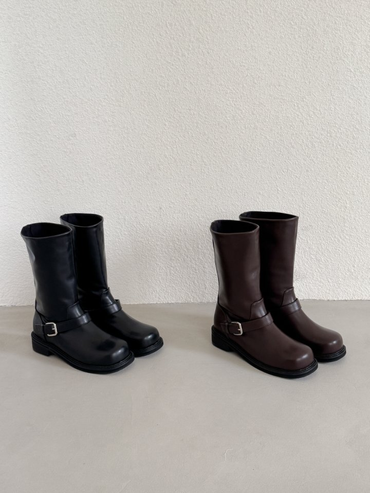 Vade - Korean Women Fashion - #momslook - Buckle Strap Mid Half Boots - 10