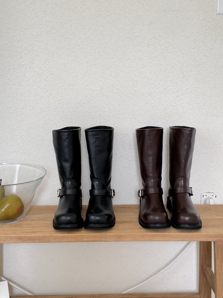 Vade - Korean Women Fashion - #momslook - Buckle Strap Mid Half Boots - 11