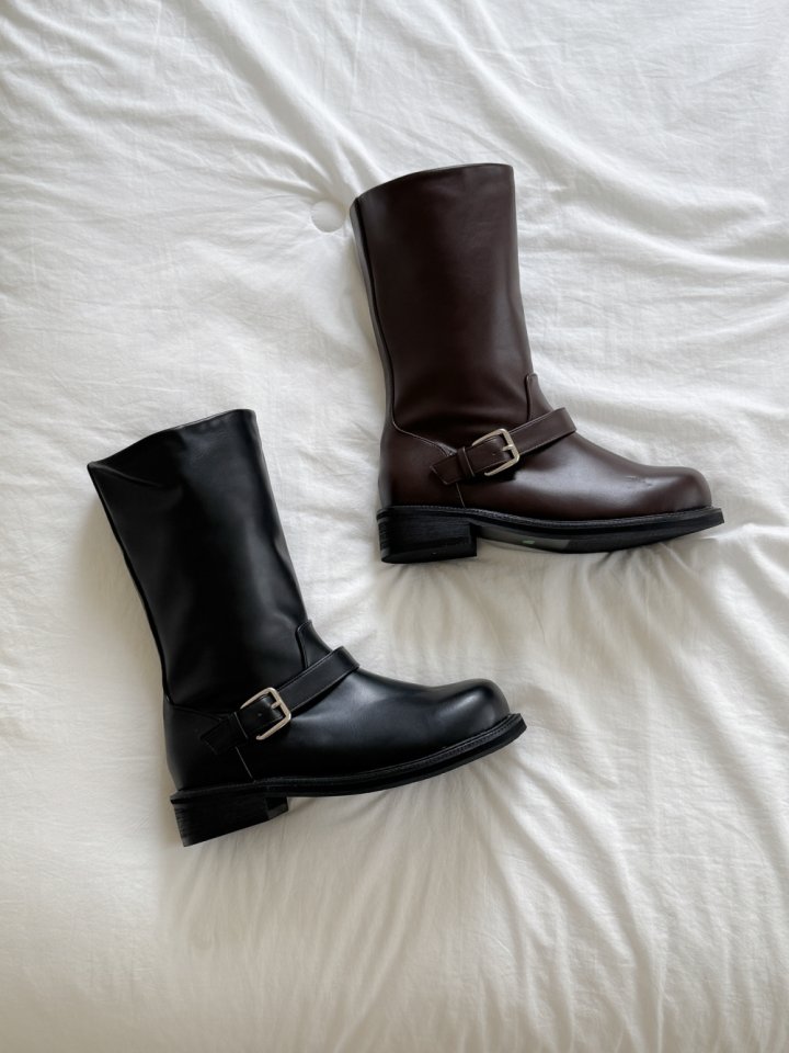 Vade - Korean Women Fashion - #momslook - Buckle Strap Mid Half Boots - 9
