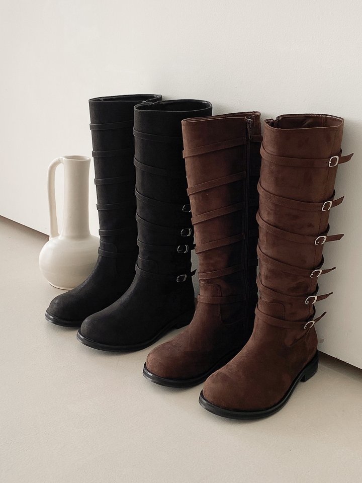 Vade - Korean Women Fashion - #momslook - Buckle Rider Biker Mid Half Boots - 7