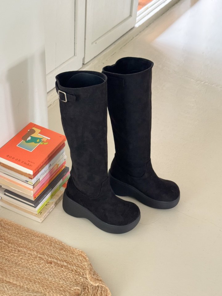 Vade - Korean Women Fashion - #momslook - Platform Half Mid Suede Boots - 12