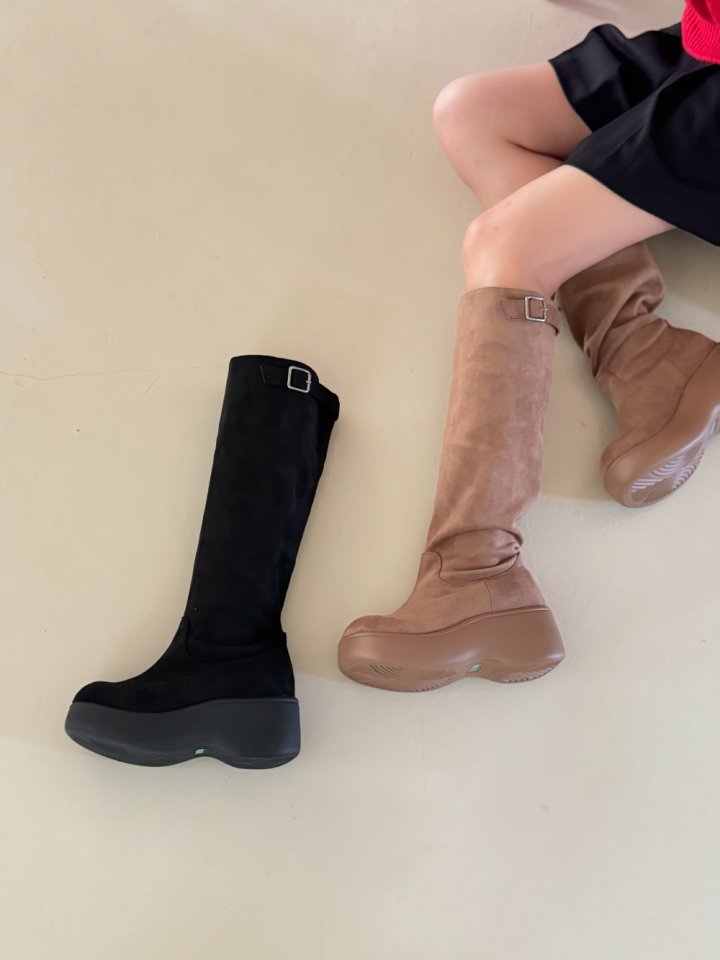 Vade - Korean Women Fashion - #momslook - Platform Half Mid Suede Boots - 6
