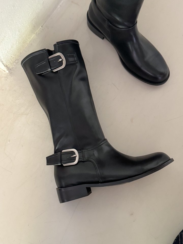 Vade - Korean Women Fashion - #momslook - Biker Half Mid Boots - 9