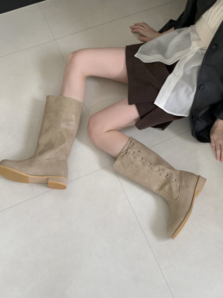 Vade - Korean Women Fashion - #momslook - Knot Point Mid Half Boots - 8