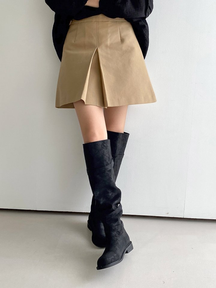 Vade - Korean Women Fashion - #momslook - Suede Buckle Long Boots - 5