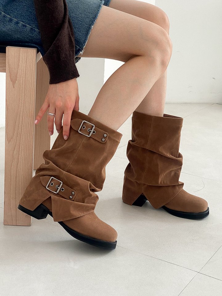 Vade - Korean Women Fashion - #momslook - Basic Buckle Boots - 10