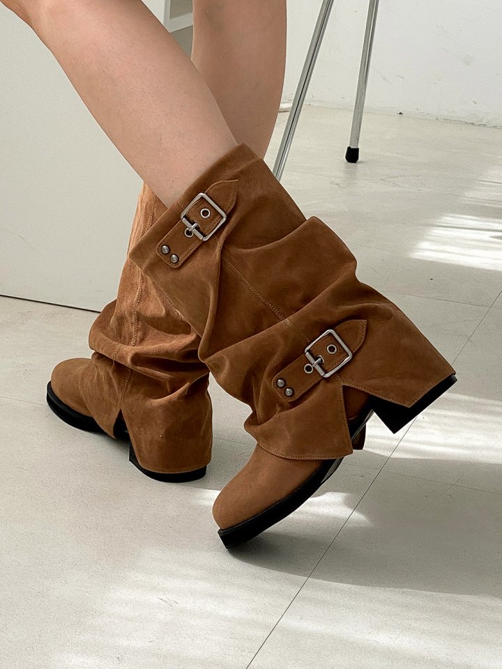 Vade - Korean Women Fashion - #womensfashion - Basic Buckle Boots - 4