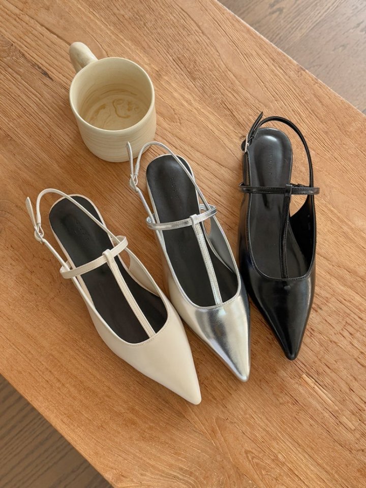 Vade - Korean Women Fashion - #momslook - Low Heel Stiletto Slingback Heels - 2