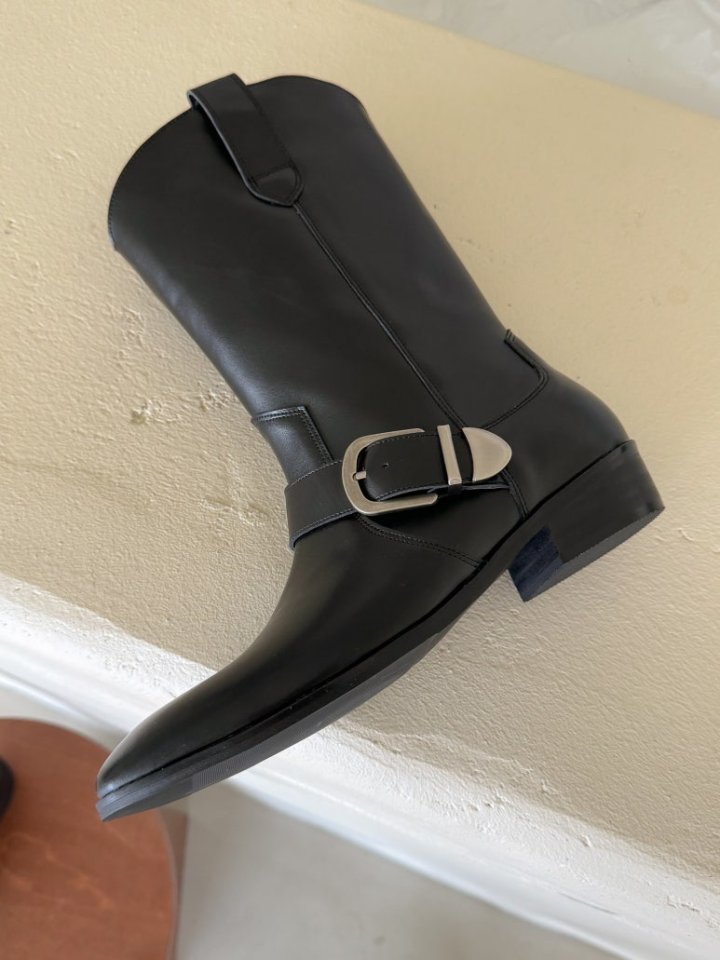 Vade - Korean Women Fashion - #momslook - Buckle Rider Boots - 2