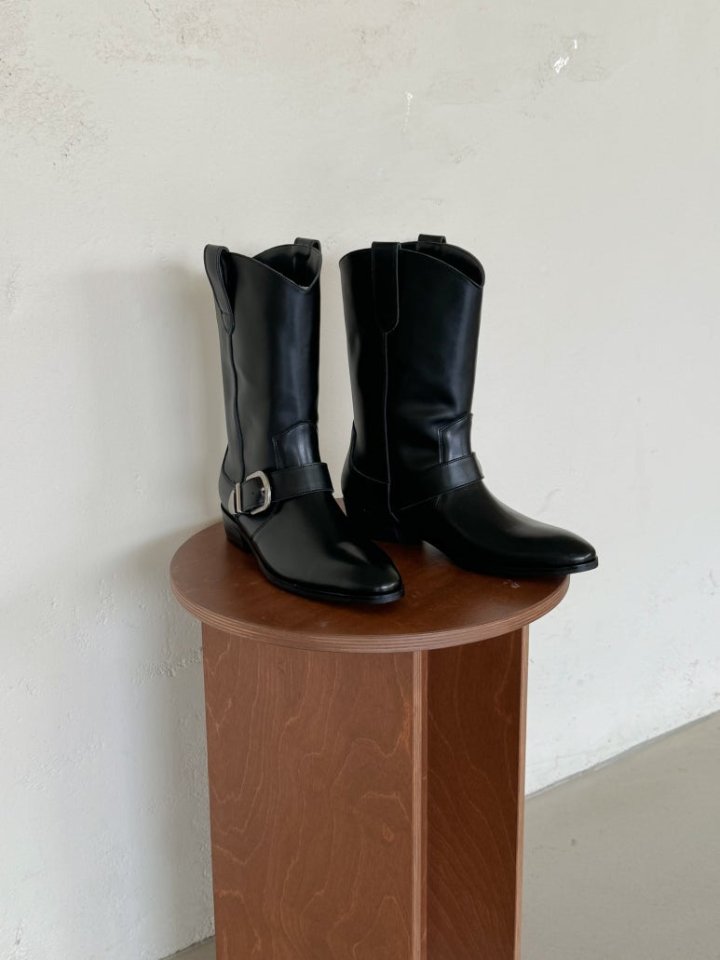 Vade - Korean Women Fashion - #momslook - Buckle Rider Boots - 8