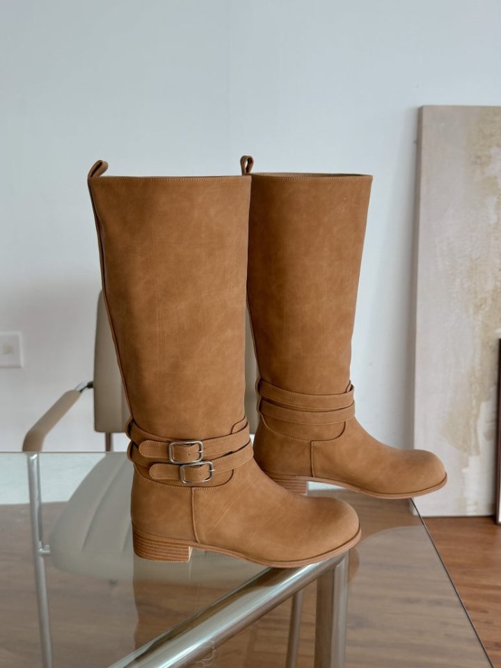Vade - Korean Women Fashion - #momslook - Buckle Velcro Rider Boots - 5